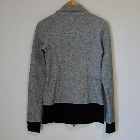 Lululemon Nice Asana Jacket Yoga Gray White Black Heathered Herringbone Size 8 - Picture 15 of 16